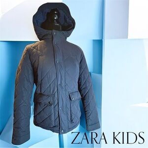 Zara Boys Quilted Hooded Coat Navy Jacket Size 11/12